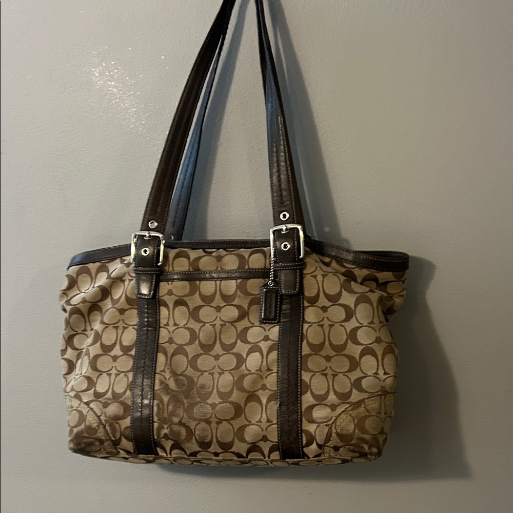 Coach Khaki and Chocolate Signature Tote
